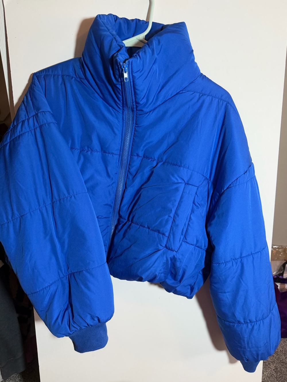 SHEIN Royal Blue Cropped Puffer Jacket